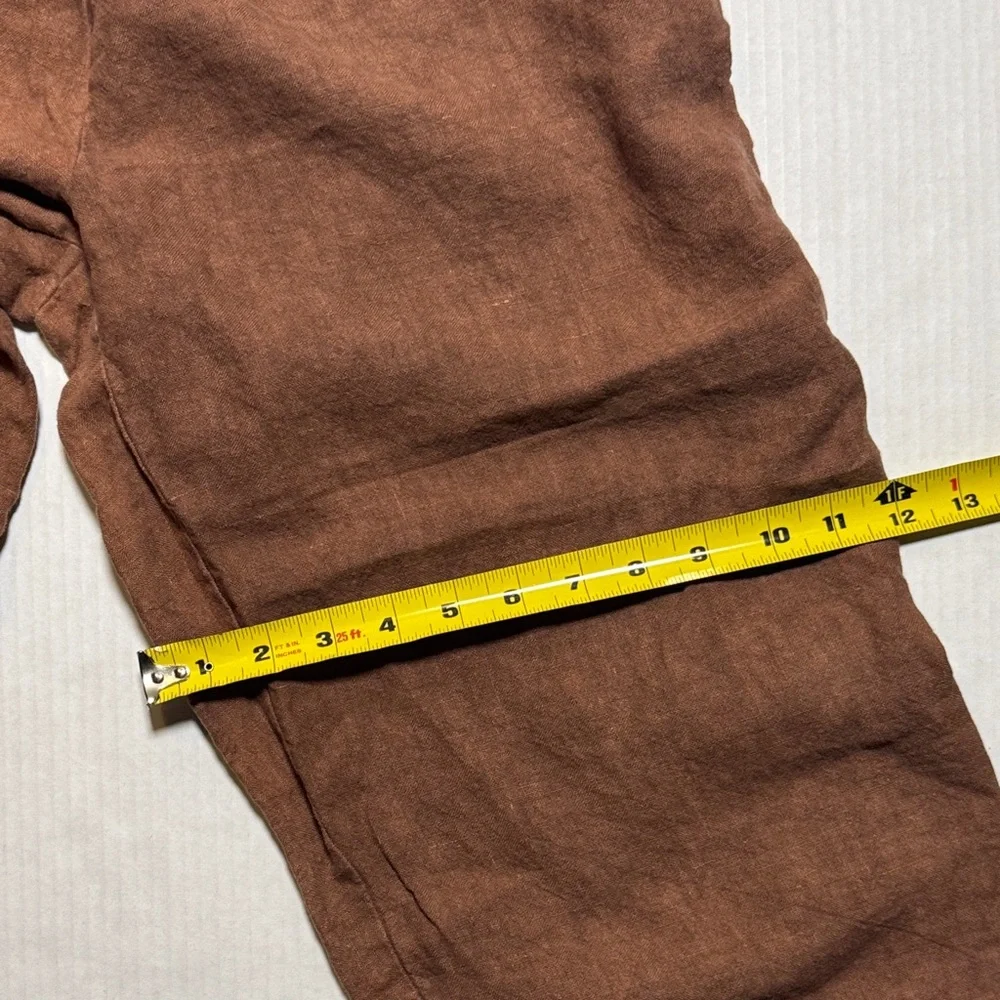 No. 6 Store 100% Linen Rust Brown Loungewear Jogger Pants Oversized Comfy Size 2 - Picture 7 of 10